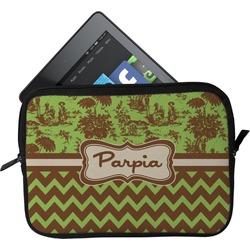 Green & Brown Toile & Chevron Tablet Case / Sleeve - Small (Personalized)