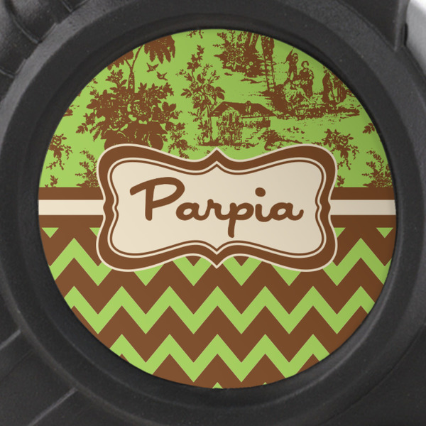 Green & Brown Toile & Chevron Tape Measure - 25ft - detail