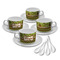 Green & Brown Toile & Chevron Tea Cup - Set of 4