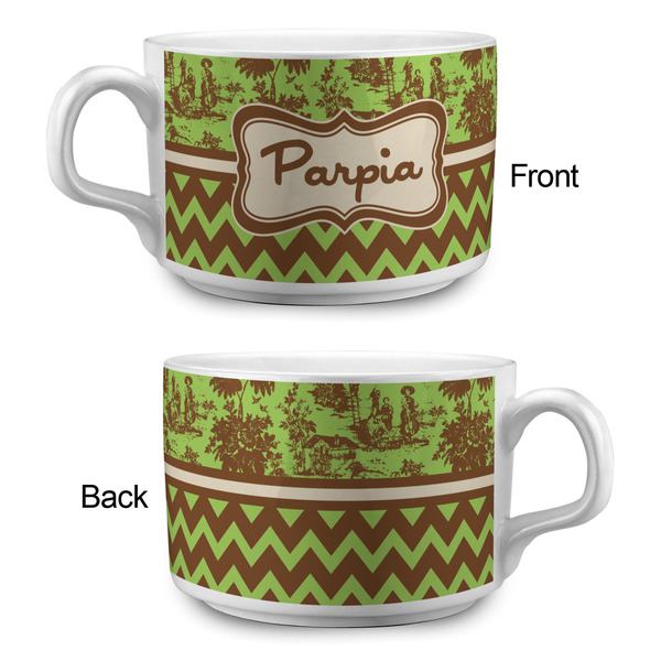 Green & Brown Toile & Chevron Tea Cup - Single Apvl