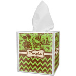 Green & Brown Toile & Chevron Tissue Box Cover (Personalized)