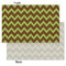Green & Brown Toile & Chevron Tissue Paper - Heavyweight - Small - Front & Back
