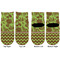 Green & Brown Toile & Chevron Toddler Ankle Socks - Double Pair - Front and Back - Apvl