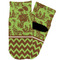 Green & Brown Toile & Chevron Toddler Ankle Socks - Single Pair - Front and Back
