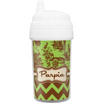 Green & Brown Toile & Chevron Sippy Cup (Personalized)