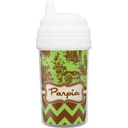 Green & Brown Toile & Chevron Toddler Sippy Cup (Personalized)