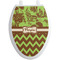 Green & Brown Toile & Chevron Toilet Seat Decal (Personalized)