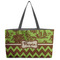 Green & Brown Toile & Chevron Beach Totes Bag - w/ Black Handles (Personalized)