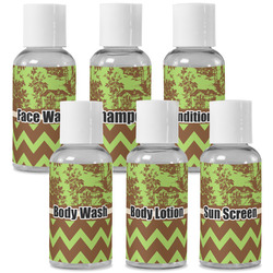 Green & Brown Toile & Chevron Travel Bottles (Personalized)