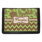 Green & Brown Toile & Chevron Trifold Wallet (Personalized)