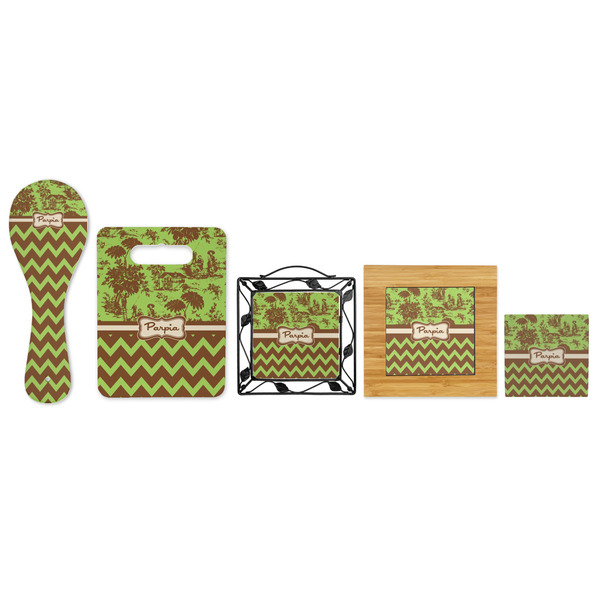 Green & Brown Toile & Chevron Trivets - All Trivets