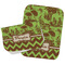 Green & Brown Toile & Chevron Two Rectangle Burp Cloths - Open & Folded