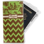 Green & Brown Toile & Chevron Travel Document Holder