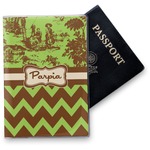 Green & Brown Toile & Chevron Vinyl Passport Holder (Personalized)