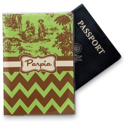 Green & Brown Toile & Chevron Vinyl Passport Holder (Personalized)