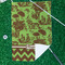 Green & Brown Toile & Chevron Waffle Weave Golf Towel - In Context