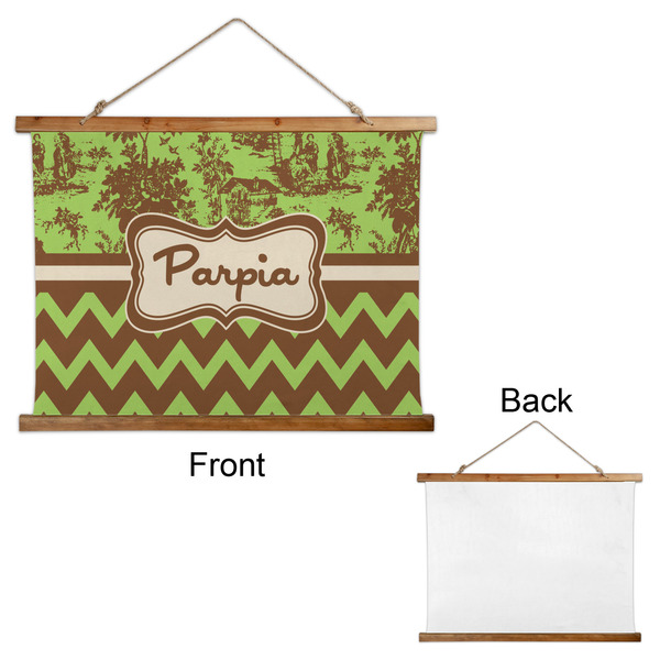 Green & Brown Toile & Chevron Wall Hanging Tapestry - Landscape - APPROVAL