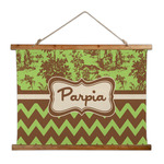 Green & Brown Toile & Chevron Wall Hanging Tapestry - Wide (Personalized)