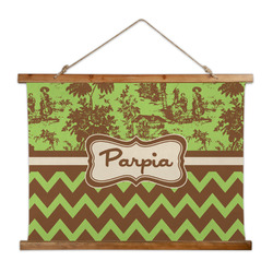 Green & Brown Toile & Chevron Wall Hanging Tapestry - Wide (Personalized)