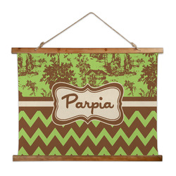Green & Brown Toile & Chevron Wall Hanging Tapestry - Wide (Personalized)