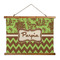 Green & Brown Toile & Chevron Wall Hanging Tapestry - Wide (Personalized)