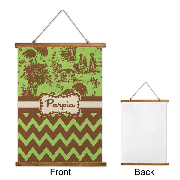 Green & Brown Toile & Chevron Wall Hanging Tapestry - Portrait - APPROVAL