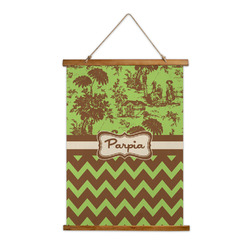 Green & Brown Toile & Chevron Wall Hanging Tapestry - Tall (Personalized)