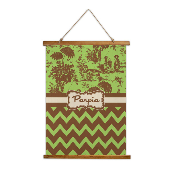 Custom Green & Brown Toile & Chevron Wall Hanging Tapestry (Personalized)