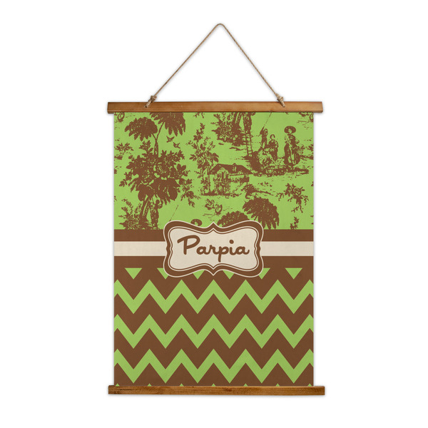Custom Green & Brown Toile & Chevron Wall Hanging Tapestry (Personalized)