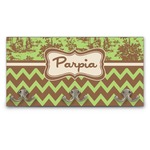 Green & Brown Toile & Chevron Wall Mounted Coat Rack (Personalized)