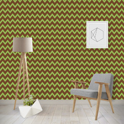Green & Brown Toile & Chevron Wallpaper & Surface Covering (Peel & Stick - Repositionable)