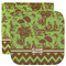 Green & Brown Toile & Chevron Facecloth / Wash Cloth (Personalized)