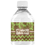 Green & Brown Toile & Chevron Water Bottle Labels - Custom Sized (Personalized)