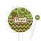 Green & Brown Toile & Chevron 5.5" Round Plastic Stir Sticks - White - Double Sided (Personalized)