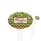 Green & Brown Toile & Chevron Oval Plastic Stir Sticks (Personalized)