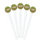 Green & Brown Toile & Chevron White Plastic 7" Stir Stick - Round - Fan View
