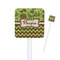 Green & Brown Toile & Chevron White Plastic Stir Stick - Square - Closeup
