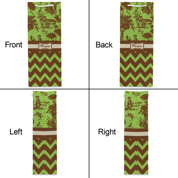 Green & Brown Toile & Chevron Wine Gift Bag - Gloss - Approval