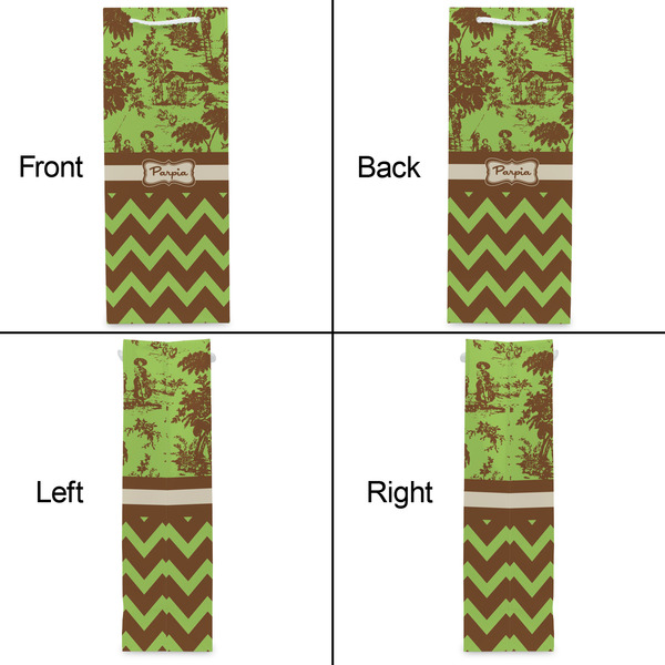 Green & Brown Toile & Chevron Wine Gift Bag - Matte - Approval