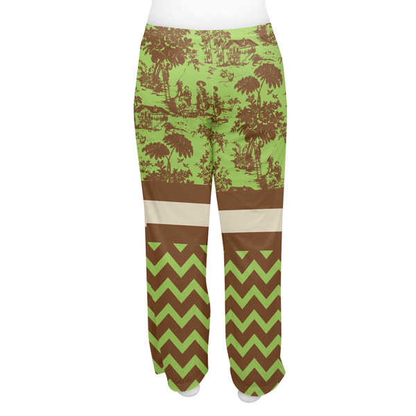 Green & Brown Toile & Chevron Women's Pj on model - Back