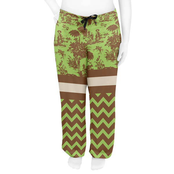 Green & Brown Toile & Chevron Women's Pj on model - Front