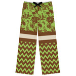 Green & Brown Toile & Chevron Womens Pajama Pants - S