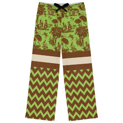 Green & Brown Toile & Chevron Womens Pajama Pants - L