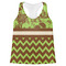 Green & Brown Toile & Chevron Womens Racerback Tank Top - 2X Large