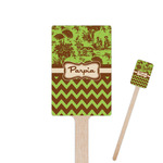 Green & Brown Toile & Chevron 6.25" Rectangle Wooden Stir Sticks - Single Sided (Personalized)