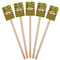 Green & Brown Toile & Chevron Wooden 6.25" Stir Stick - Rectangular - Fan View