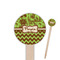 Green & Brown Toile & Chevron Wooden 6" Food Pick - Round - Closeup