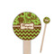 Green & Brown Toile & Chevron Round Wooden Food Picks (Personalized)