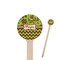 Green & Brown Toile & Chevron Wooden 6" Stir Stick - Round - Closeup