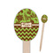 Green & Brown Toile & Chevron Wooden Food Pick - Oval - Closeup